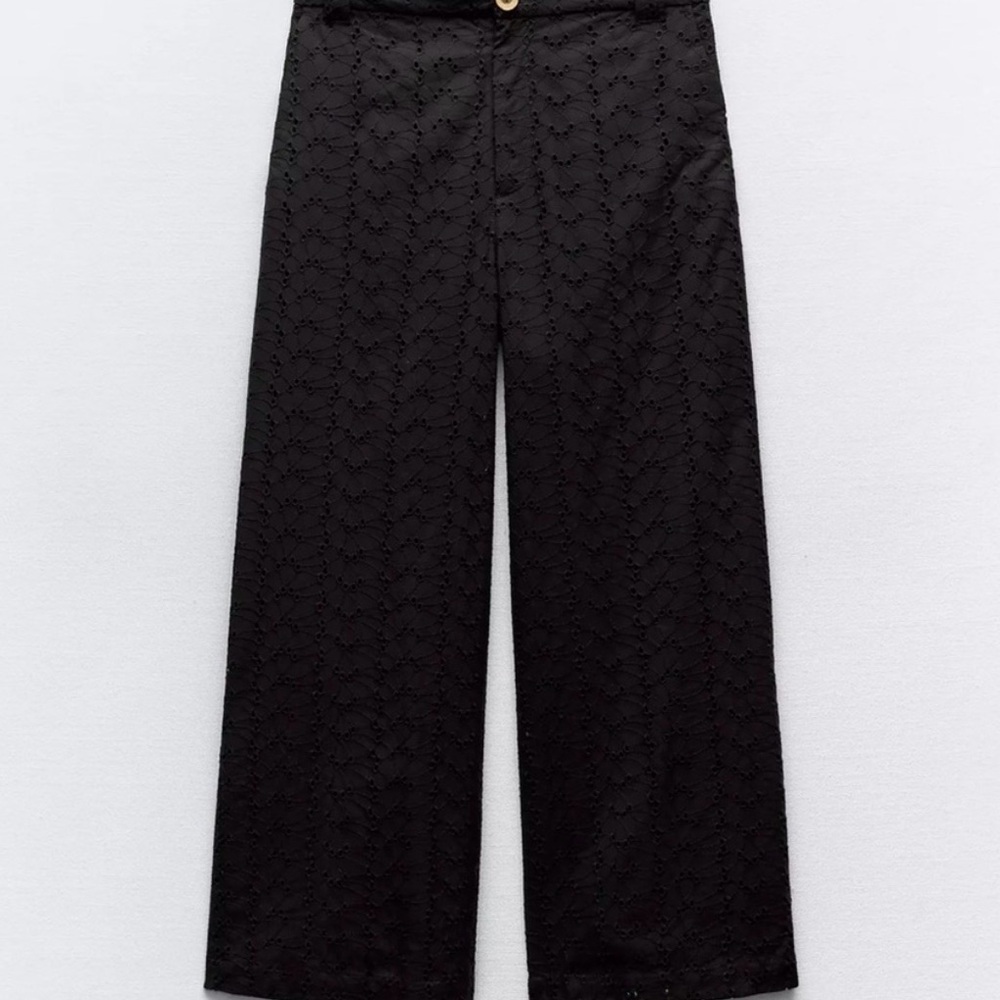 Zara Black Eyelet Trousers